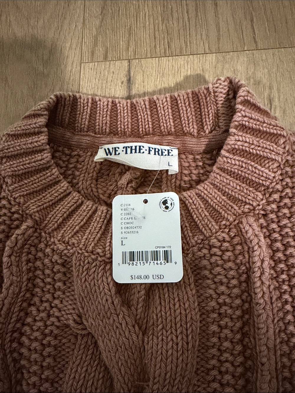 We The Free Cropped Cable Knit Sweater - Dusty Rosey Mauve - Picture 2 of 3